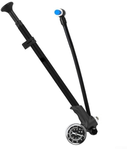 Bike Shock Pump, 300 PSI High Pressure Suitable for Front Fork, Rear Suspension and Tyres, Aluminum Alloy (Black)