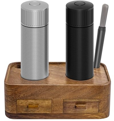 Luvan Professionell Salt- Och Pepparkvarn Set, Påfyllningsbar Manuell Metall Salt- Och Pepparkvarn Med Valnötsställ, Aluminiumlegering Kvarn Med Justerbar Grovhet