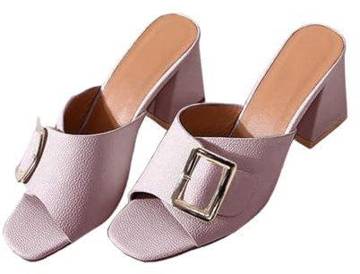 Högklackade damsandaletter, sandaler damer med klack, sommartofflor, fritid, sommarskor med blockklack, ultralätta klackskor, bekväma fiskmunskor, kilklack, mules, Chunky sandaletter