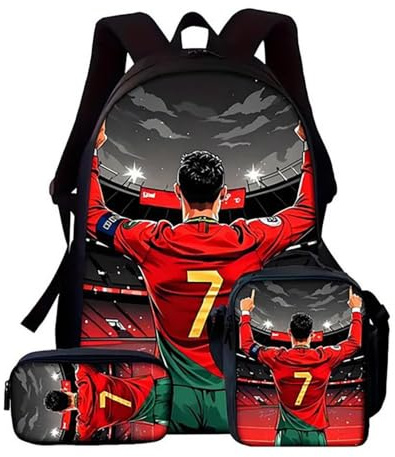 CR-7 Skolryggsäck set med lunchpåse och pennfodral för tonåringar(D)