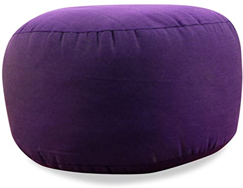livasia kleines Meditationskissen einfarbig - Ø 32x20cm - Yogakissen mit Kapokfüllung, Pouf, Bodenkissen Yoga Zen Meditation, Sitzkissen für Garten Balkon, Zafukissen handgefertigt (Lila Uni)