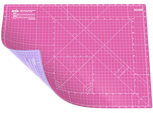 ANSIO Tappetino da Taglio Autoguarigione A2 Double Sided 5 Strati - Quilting, Cucito, , Tessuto e Papercraft - Imperiale/Metrico 22,5 Pollici x 17 Pollici / 59cm x 44cm - Super Rosa / Viola Lavanda