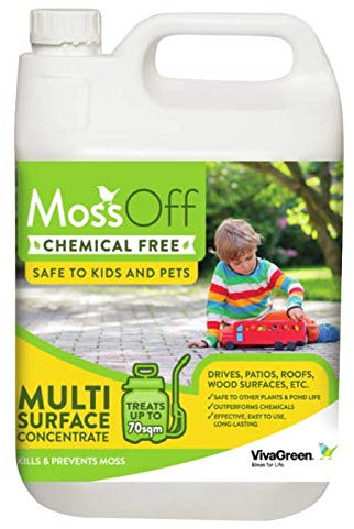 MossOff Patio & Multi-Surface Concentrate, 5L - Eco-Friendly Moss & Algae Remover for Patios, Drives - Treats up to 70sqm - Child, Pet & Plant Safe - Superior to Chemicals, Easy Application