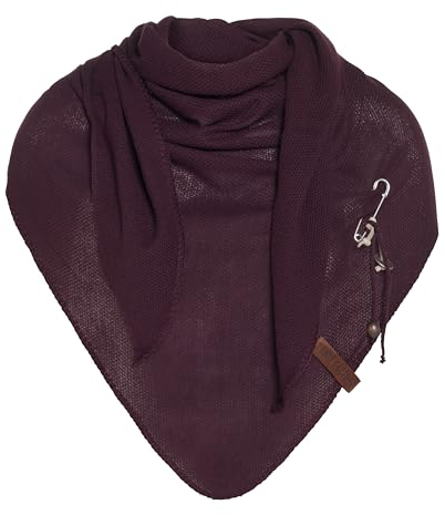 KNIT FACTORY - Lola Dreieckstuch - Fein Gestrickter Damen Schal - Tuch Schal - Für Frühling und Sommer - Baumwollmix - Aubergine - 190x85 cm