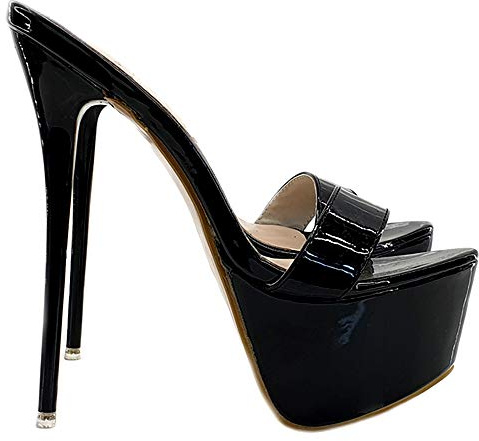 Kiara Shoes Zoccoli cubista Tacco a Spillo 17.5 cm Stiletto - KH102-V-NERO (Nero, Numeric_39)