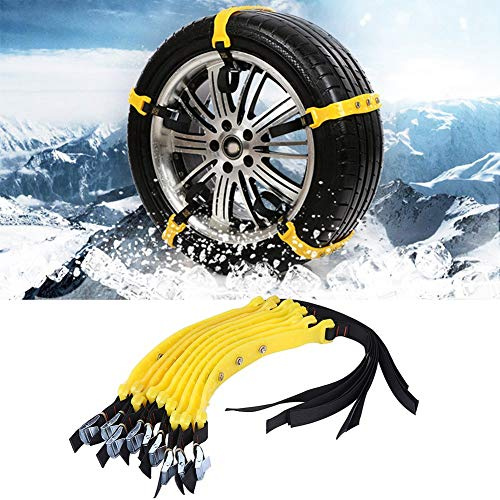 Chaînes à neige universelles, jeu de 10 chaînes à neige aide au démarrage Chaînes de pneu anti-dérapant pour pneus à neige automatique pour voitures, SUV, camions avec une largeur de pneu de 185-225