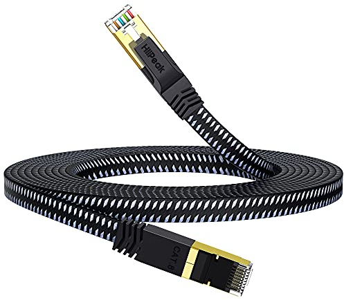HiiPeak lan kabel 2m cat 8 netzwerkkabel cat 8 ethernet kabel verlegekabel cat 8.1 lan kabel Flach mit 40 GB Nylon Geflochtener