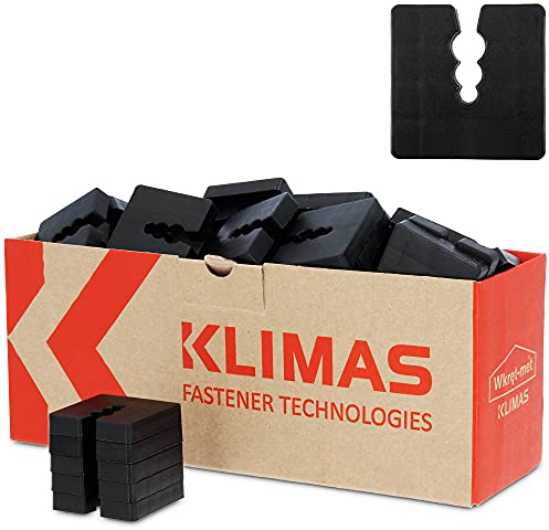 KLIMAS® Spacer Plastic 10 mm Pack of 50 Spacers Set Black | Base Profile Base Rail Compensator for Universal Dowels with 3 Diameter 6/8/10 mm PE Spacer