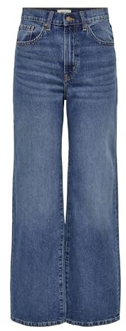 ONLY Women's ONLHOPE EX HW Wide DNM ADD465 NOOS Jeans, Medium Blue Denim, 31W / 30L