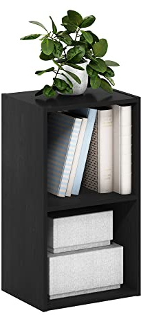 Furinno PASIR 2-Tier Open Shelves Bookcase, Blackwood | 22.9(D) x 30.5(W) x 53.3(H) cm, Book Shelf, Modern Bookshelf, for Living Room, Bedroom, Home Office