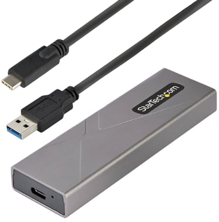 StarTech.com USB-C M.2 Externes Gehäuse für NVMe und SATA M.2 - USB-C/USB-A auf M.2 NVMe/SATA SSD - 10Gbit/s, M/B+M key - 2230/2242/2260/2280 - Aluminiumgehäuse - werkzeuglos (M2-USB-C-NVME-SATA)
