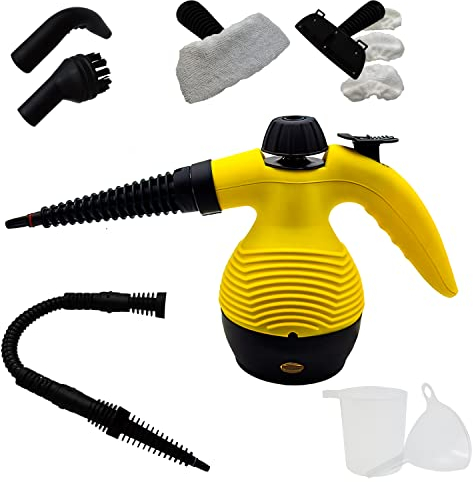 MAKA Pulitore a Vapore Portatile Multiuso 5 Accessori Igienizzante 110° Sterilizzatore di Virus e Batteri Panno per Rimuovere Macchie Pavimento Divano Moquette Tende Sedile Auto Cucina (B - 250 ml)