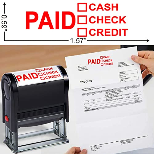 Bertiveny Paid Stamp with Cash Check Credit Office Stamps Self Inking Personalized for Business Supplies Custom Business Stamps for Office Supplies,Paid Cash Check Credit Stamp(Paid Cash Check Credit)