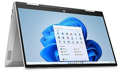 HP 14 FHD Pavilion x360 Convertible Laptop, Intel Core i5-1235U, 8GB RAM, 256GB SSD, Natural Silver, Windows 11 Home, 14-dy2050wm
