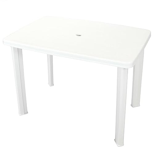 GuyAna Gartentisch Weiß 101 x 68 x 72 cm Kunststoff Gartentisch Ausziehbar Tischplatte Wetterfest