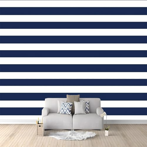 Carta da parati Righe Geometriche Blu Navy 300x210 cm Fotomurali Murale alla moda Decorazione da Muro Poster Gigante Design Carta per pareti Ornamento