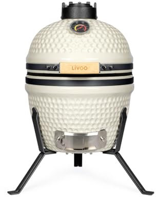 Livoo - Barbecue fumoir Kamado DOC330 - ø27 cm de Cuisson, Corps en Argile réfractaire, Déflecteur de Chaleur ø16 cm