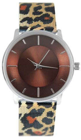 Crystal Blue Damen Armbanduhr braun schwarz Edelstahl Milanaise Mesh Armband wasserdicht Animal Print Leo 2429