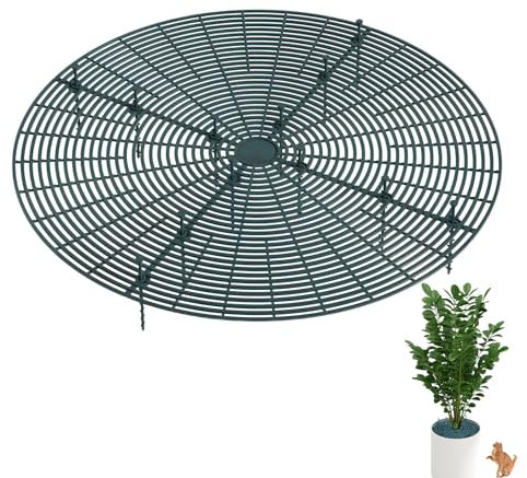 Protection pour Pot de Fleurs,Tianher 2 Pcs Grand Grillage pour Pots de Fleurs découpable avec des piquets Profonds,Couverture de Pot de Fleurs,Les Animaux domestiques,52cm (Vert)