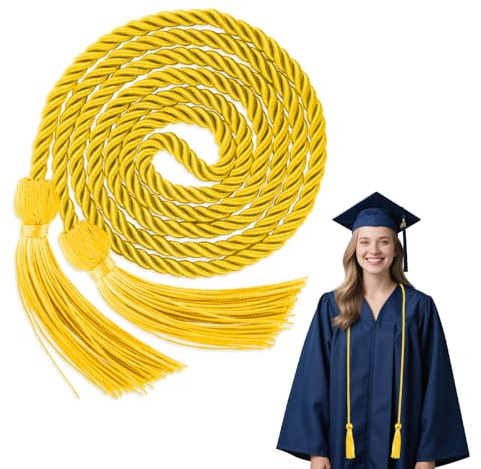 Cordoncino d'onore per laurea, Cordoncino d'onore, corda per cerimonie di laurea, 170 cm, con nappe lunghe, per cerimonie di laurea, laureati (Oro)