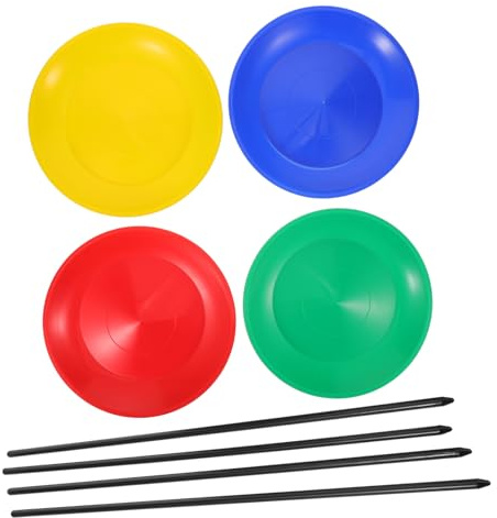 ORFOFE Set de Assiettes de Jonglage avec Bâtons Jeu de Disques Plastique et pour Entraînement de et Spectacles de Rue Accessoires de Jonglerie Colorés Rouge Bleu