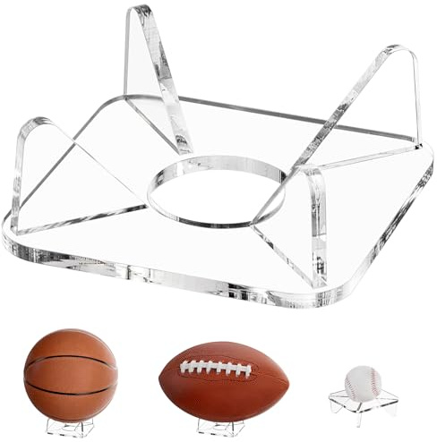 Tfirhuoe Acrylic Football Stand, Clear Ball Holder Display Stand for Volleyball, Basketball, Baseball, Soccer, Golf, Crystal Ball - 1 Pack