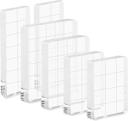 XRVRILE 6 Bloques Acrílicos Para Sellos, Bloque Acrílico Transparente Con Cuadrícula, Bloques Para Sellos De Silicona Para Scrapbooking, Tarjetas Y Manualidades DIY, Con Paño De Limpieza
