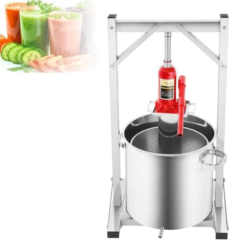 Manuell hydraulisk fruktpress i rostfritt stål för hemmagjord cider och vinframställning