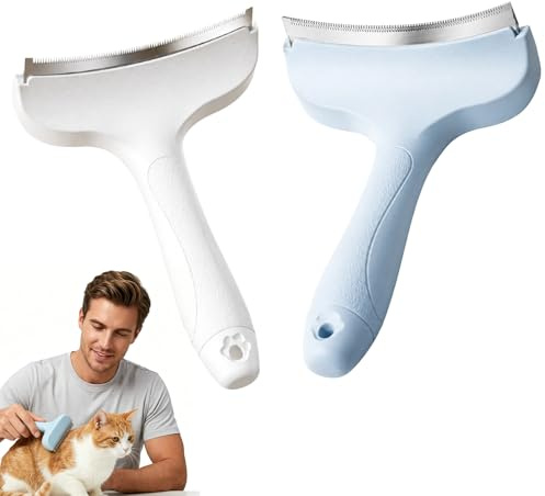 2-Pack Deshedding Brush for Dogs | Undercoat Grooming Tool for Cats, Pet Hair Removal Brush for Shedding, Compact Size for Short and Long Haired Pets