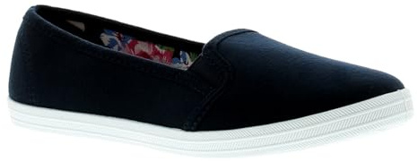 Platino Eleanor Shoes for Women - Slip On Trainers for Women Available in White, Navy & Grey, Comfortable and Breathable Womens Summer Shoes with Elasticated Gusset Navy 6 UK