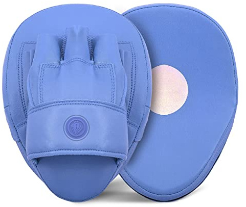 Lions Curved Focus Pads Hook & Jabs Gloves Punch Bag Mitts Boxing MMA Kick Training (Blue)