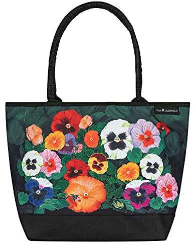 VON LILIENFELD Handtasche Damen Motiv Blumen Stiefmütterchen Shopper Maße L42 x H30 x T15 cm Strandtasche Henkeltasche Büro