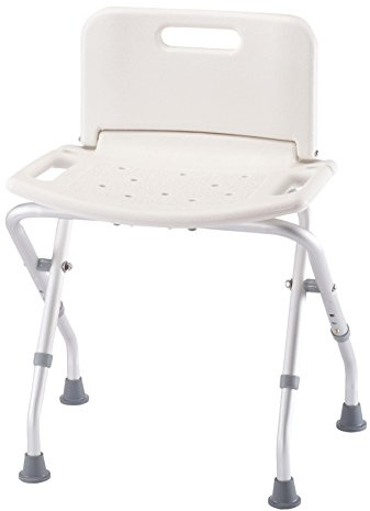 Folding Bath Seat with Back Support, Portable Shower Bench, White