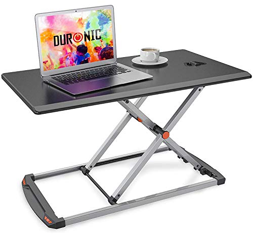 Duronic DM05D11BK Computertisch | Workstation 74 x 43 cm | Schreibtischaufsatz höhenverstellbar 5-40 cm | Stehpult für PC und Laptop | Sitzsteh Schreibtisch bis 8 kg | Steharbeitsplatz im HomeOffice