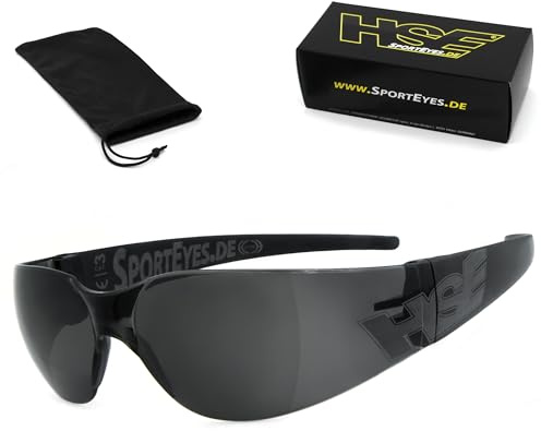 HSE® SportEyes® | UV400 skyddsfilter, HLT® plastsäkerhetsglas enligt DIN EN 166 | sportglasögon, cykelglasögon, solglasögon | glasögonbåge: svart, glasögon: SPRINTER 3.0