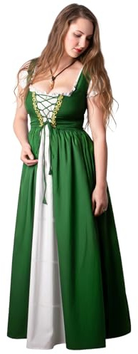Mythrojan medeltida klänning för kvinnor renässans irländsk keltisk överklänning kostym perfekt för LARP, SCA, renmässor, cosplay-kostym