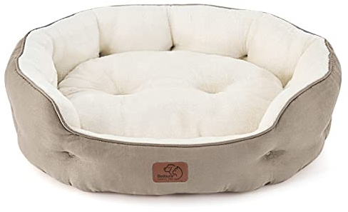 BEDSURE Katzenbett waschbar Katzen Bettchen - 63x53x20cm Katzenkorb mit Zweiseitig Innenkissen Katzenschlafplatz für Katzen oder kleine Hunde, Kamel