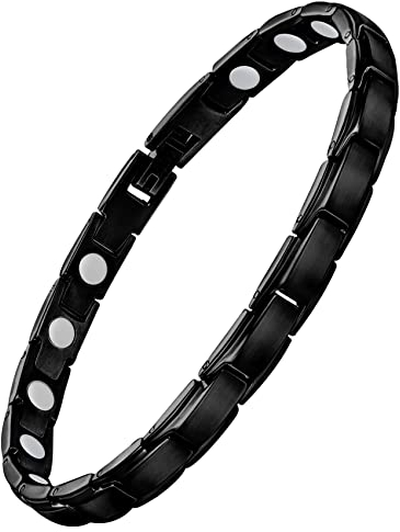 Jeracol Titanstahl magnetarmband damen, magnetische Brazaletes mit 3500 Gauss Magneten, verstellbares magnetisches Handgelenkband mit Entfernungswerkzeug und Schmuck