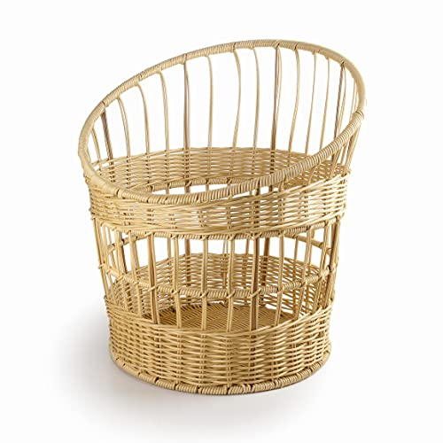 LACOR - 63492 - Panera Baguette, Panera para Guardar el Pan, Cesta con Apariencia de Mimbre, Polipropileno con Refuerzo de Acero Inox, 32x42 cm, Marrón Claro