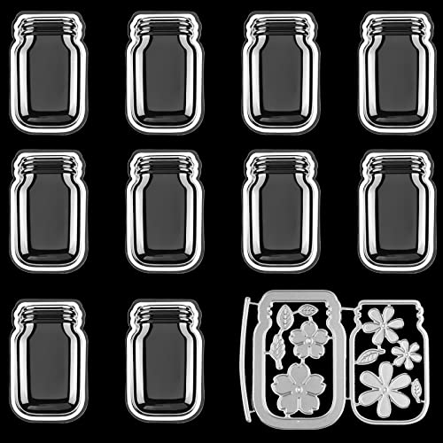 10 Clear Plastic Pots and 13 Flower Cutting Dies for Card Making, Domes, Shakers, Clear Plastic Windows Shaker Dies