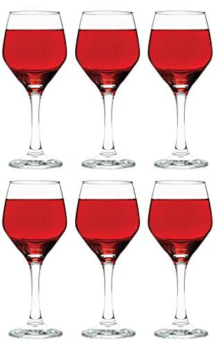 Vikko Red Wine Glass Set, 8.75 Ounce Small Wine Glasses Set of 6 Stemmed Wine Glasses for Red and White Wine, Fancy, Thick and Durable Copas De Vino, Dishwasher Safe