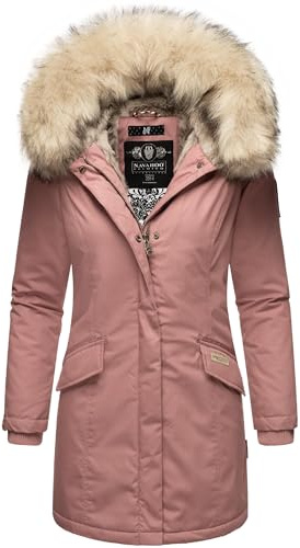 Navahoo Damen Winter Kurzmantel mit Kapuze Cristal Dark Rose Gr. S