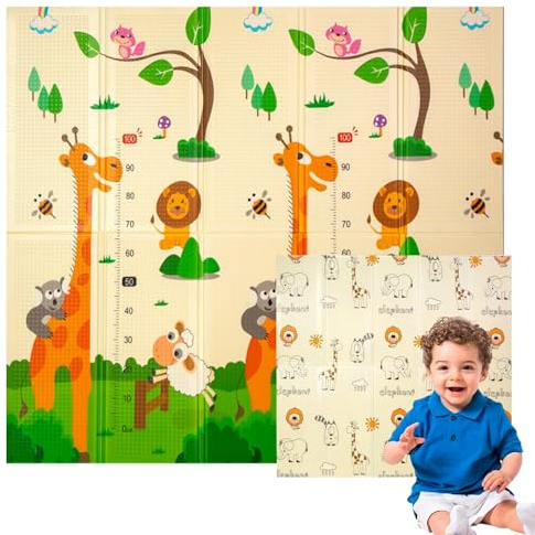 Edibaby, Alfombra Bebe, 200 x 180 cm, 1 ó 1.5 cm Grosor, Diseño Infantil, Acolchada de XPE, Reversible y Plegable, Tapete Actividades, Colchoneta para Niños (Jungle Edition, Grosor - 1 cm)