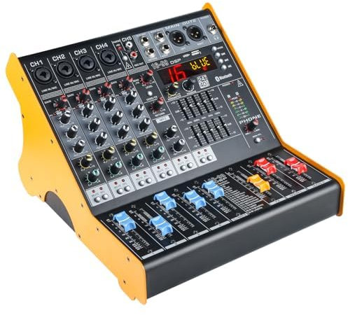 5 Channel Mixer and Amplifier Sounds Mixing Board, Pa Mixers Music 4Ohm 2 * 300W Powered Mixer Amplifier Dj Mixers Audio Mixer Usb with 99 Kinds of DPS Digital Effects