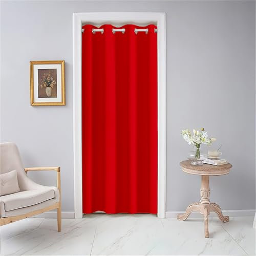 Odot Blackout Thermal Insulation Single Curtain - Modern Partition Curtain for Closet, Window, Bedroom - Solid Color, 1 PANEL (46x54, Red)