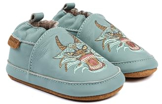 Mikk-line Zapatos de bebé para gatear – Zapatos de piel suave con suela de ante antideslizante – Pantuflas estampadas con estampado animal y forro de lino para niños y niñas – Perfecto para 0 – 48