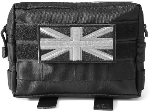 Taktische Molle-Tasche mit Union Jack-Flagge, EDC-Organizer, Werkzeugtasche, Airsoft, Militär, Armee, Utility-Gürtel, Rucksack, Weste, Tasche, Schwarz, Schwarz , Taktisch