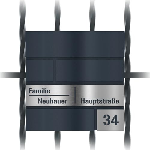 Graviers Design Cassetta postale moderna con recinzione in antracite RAL 7016 - Incisione laser personalizzata in acciaio inox - Cassetta postale con recinzione con serratura Design 1