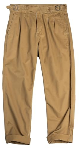 Pantalones Casuales para Hombre, Corte Regular, Estilo Retro, de algodón elástico, Estilo Chino cónico, Gurkha Occidental