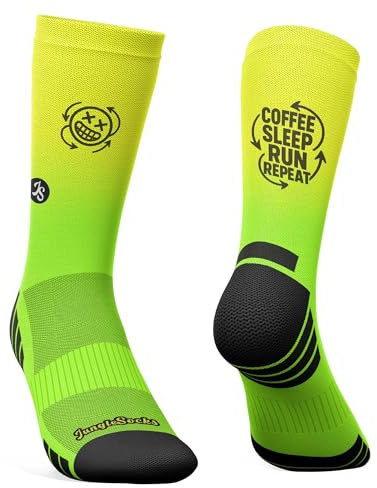 Jungle Socks Elite-serien högpresterande löparstrumpor, andningsbara, komprimerande och förstärkande strumpor., Coffee & Run, 35-38 EU